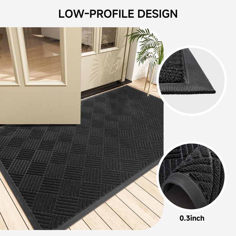100pointONE Front Door Mat, Heavy Duty Indoor Outdoor Doormat, 48" x 36" Low Profile Outdoor Mats for Home Entrance, Stain and Fade Resistant Welcome Mat Ideal for High Traffic Area, Diamond Black - Image 5