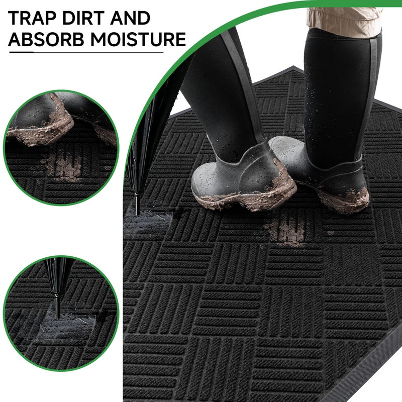 100pointONE Front Door Mat, Heavy Duty Indoor Outdoor Doormat, 48" x 36" Low Profile Outdoor Mats for Home Entrance, Stain and Fade Resistant Welcome Mat Ideal for High Traffic Area, Diamond Black - Image 4