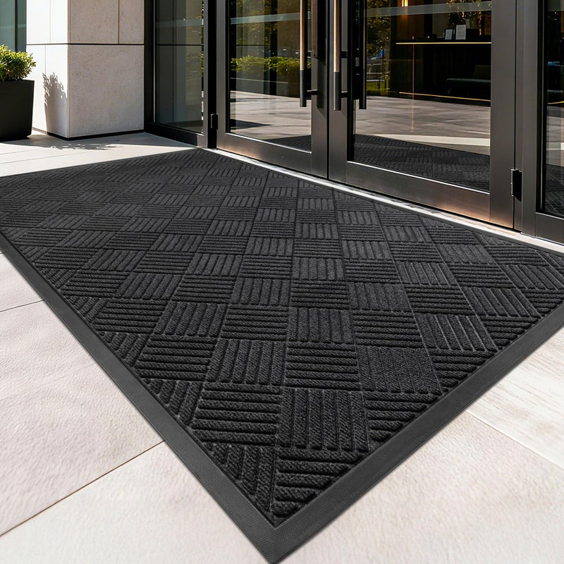 100pointONE Front Door Mat, Heavy Duty Indoor Outdoor Doormat, 48" x 36" Low Profile Outdoor Mats for Home Entrance, Stain and Fade Resistant Welcome Mat Ideal for High Traffic Area, Diamond Black - Image 2