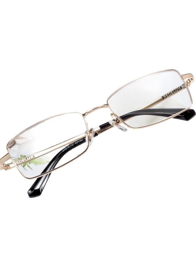 Sunset Red Men'S High Definition Anti-Blue Light Full Frame Durable And Stylish High-End Reading Glasses E9106 Gold 250 Degrees - Image 1