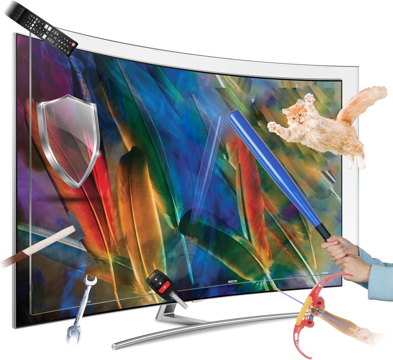 Witforms WETFORMS TV Screen Protector (65 Inch Curved), Ultra Shock Resistant, Shatterproof, Water Resistant, UV Protection .Easy Installation and Suitable for All Screen Types. - Image 1