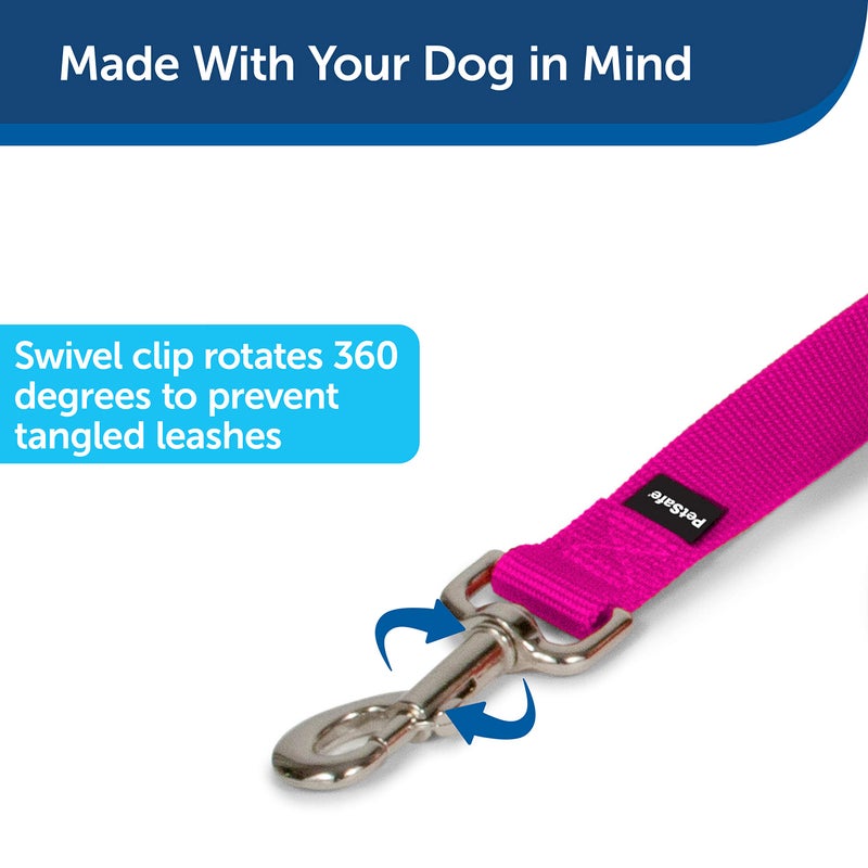 PetSafe Nylon Leash - Helps Maintain Secure Connection on Walks - Durable Pet Leash with Easy Clip - 3/4 in. x 6 ft. - Raspberry - Image 2