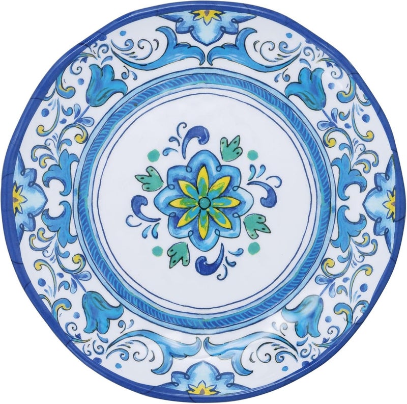 UP UPware Blue Floral Melamine Round Dessert Plates Small Serving Plates for Appetizer Snacks and Side Dishes Blue 6 Inch Set of 4 - Image 2
