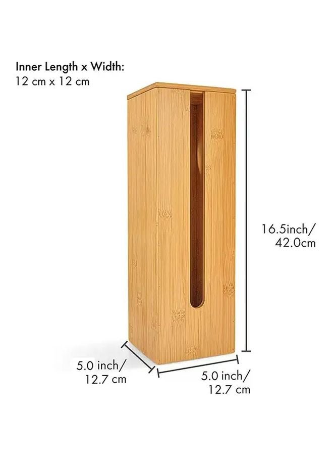 Brown Bamboo Bathroll Holder With Lid Portable Wooden Toilet Paper Dispenser For Bathroom - Image 4