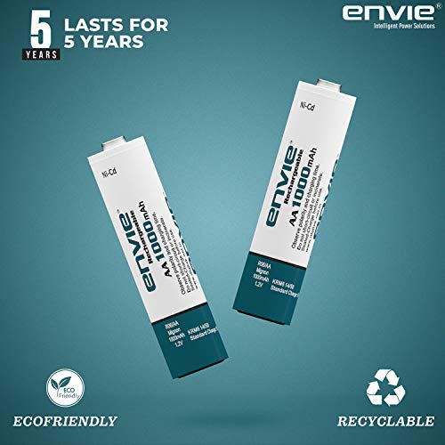 ENVIE® (AA10004PLNi-CD) Quick Rechargeable AA 1000mAh Ni-CD Batteries, Low Self Discharge, Rechargeable Upto 500 Times (Pack of 4) - Image 4