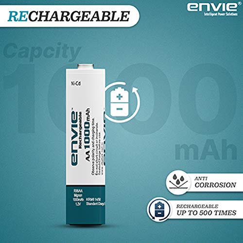 ENVIE® (AA10004PLNi-CD) Quick Rechargeable AA 1000mAh Ni-CD Batteries, Low Self Discharge, Rechargeable Upto 500 Times (Pack of 4) - Image 2