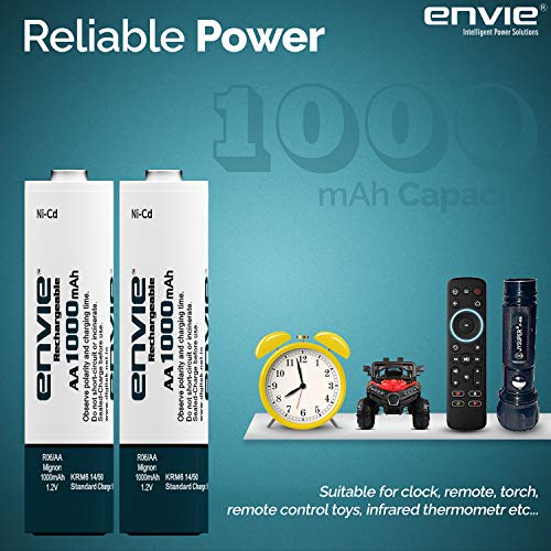 ENVIE® (AA10004PLNi-CD) Quick Rechargeable AA 1000mAh Ni-CD Batteries, Low Self Discharge, Rechargeable Upto 500 Times (Pack of 4) - Image 5