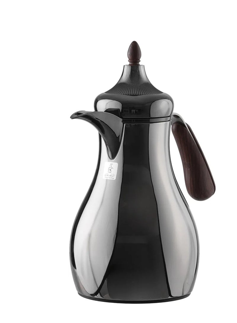 Alsaif Gallery Al Saif Gallery Sama Thermos Set, 0.7/1 Liter, 2 Pieces, Inner Glass Container, Stainless Steel Outer Body - Glossy Black - Image 4