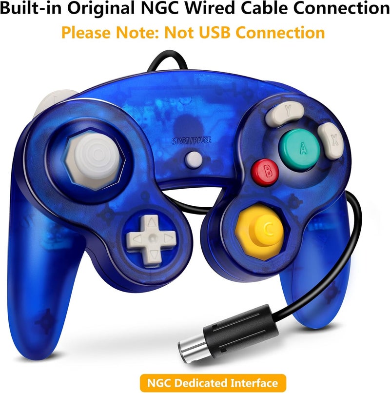 FIOTOK Gamecube Controller, Classic Wired Controller for Wii Nintendo Gamecube (Clear Red & Clear Blue -2Pack) - Image 2