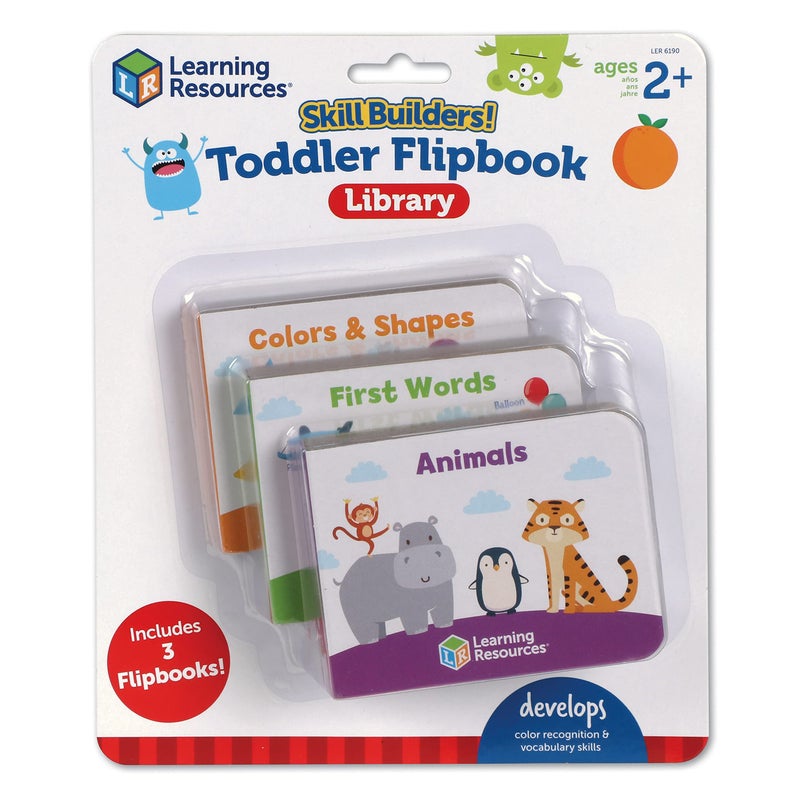 Learning Resources Skill Builders! Toddler Flipbook Library - 3 Pieces, Ages 2+, Educational Toys, Toddler Alphabet Activity Books, Homeschool Supplies - Image 1