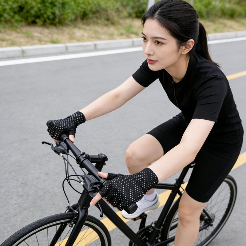 2 Pairs Women Fingerless Sunscreen Gloves UPF 50+ UV Protection, Anti-Slip Breathable Cooling Summer Driving Cycling Outdoor Gloves for Women Girls - Image 4