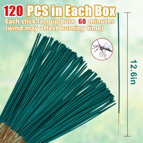 Glovv 120 Pcs Citronella Oil Mosquito Incense Sticks Natural Mosquito Repellent Outdoor Patio PlantBased Bug Repellent for Patio Camping Essentials Fishing Backyard Travel Mosquito Control - Image 3
