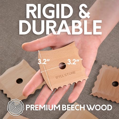 Byllstore Pottery Ribs & Trimming Tools | 2 Foot Shaper Tools | 4 Clay Texture Ribs | Solid Beech Wood | Several Pack Options (6-Pack) - Image 4