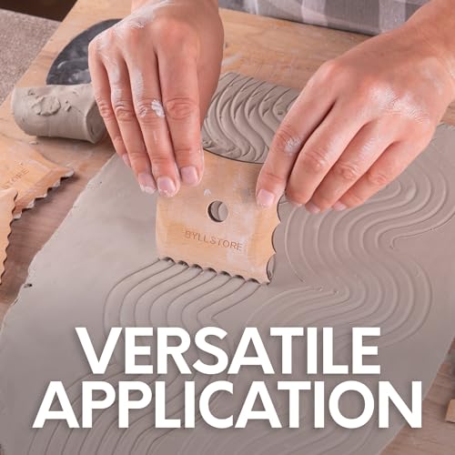 Byllstore Pottery Ribs & Trimming Tools | 2 Foot Shaper Tools | 4 Clay Texture Ribs | Solid Beech Wood | Several Pack Options (6-Pack) - Image 5