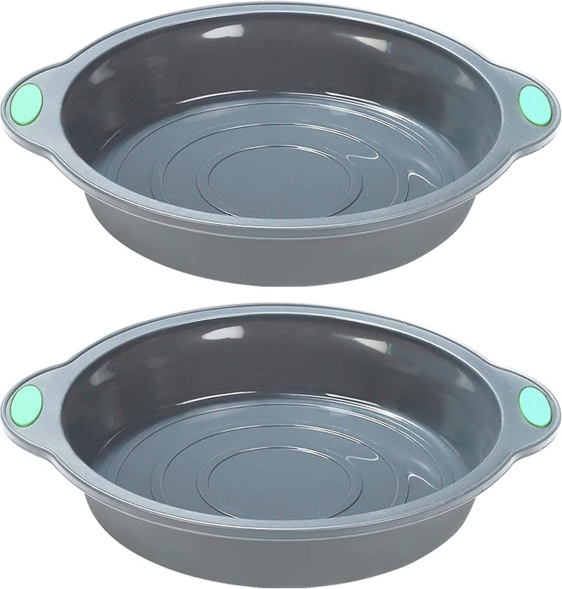 To encounter 9 Inch Silicone Round Cake Pans, 2 Pack Nonstick Silicone Baking Pans Set, Food Grade Cake Molds, with Metal Reinforced Frame More Strength - Image 1