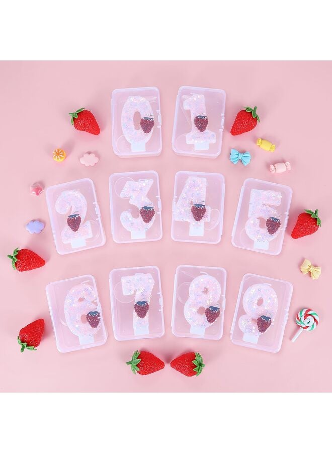 Strawberry birthday candles, pink number candles, cake decorations, cupcake decorations, berry-themed party decorations for girls, ladies, and anniversary celebrations (number 5). - Image 5