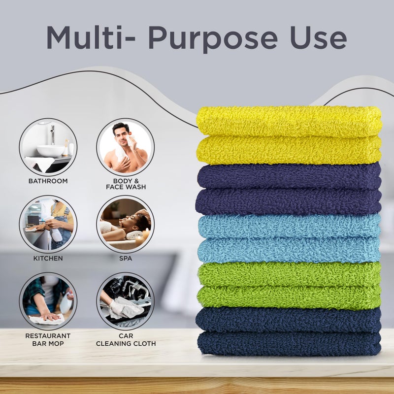 DecorRack 10 Pack 100% Cotton Wash Cloth, Luxurious Soft, 12 x 12 inch Ultra Absorbent, Machine Washable Washcloths, Assorted Set 3 (10 Pack) - Image 4