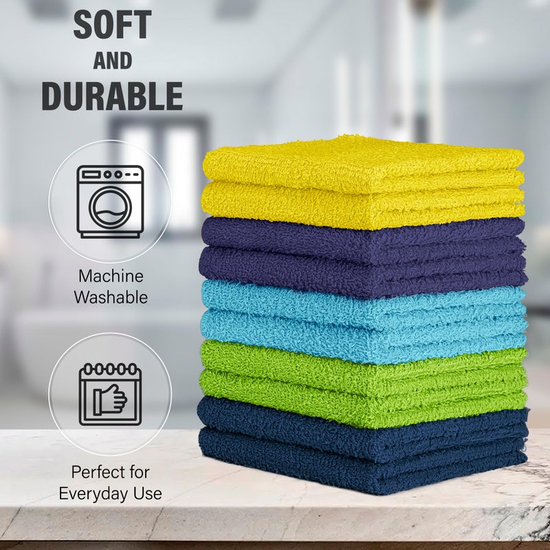 DecorRack 10 Pack 100% Cotton Wash Cloth, Luxurious Soft, 12 x 12 inch Ultra Absorbent, Machine Washable Washcloths, Assorted Set 3 (10 Pack) - Image 2