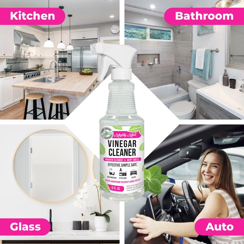 Mighty Mint Vinegar Cleaner, All-Purpose Spray, Spearmint Scent, 16oz - Image 2