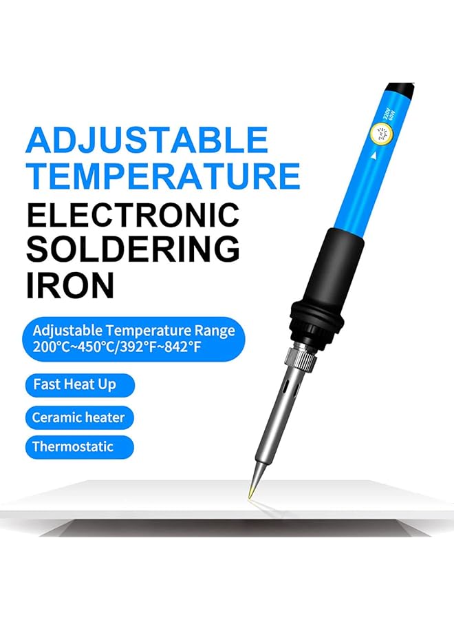 إيروريكس مكواة لحام قابلة للتعديل بمقبس المملكة المتحدة 220 فولت 60 وات أداة لحام إلكترونية بدرجة حرارة قابلة للتعديل 200-450 درجة مئوية مناسبة للحام لوحات الدوائر الكهربائية وإصلاح الأجهزة الكهربائية بنفسك ولحام المجوهرات - Image 2