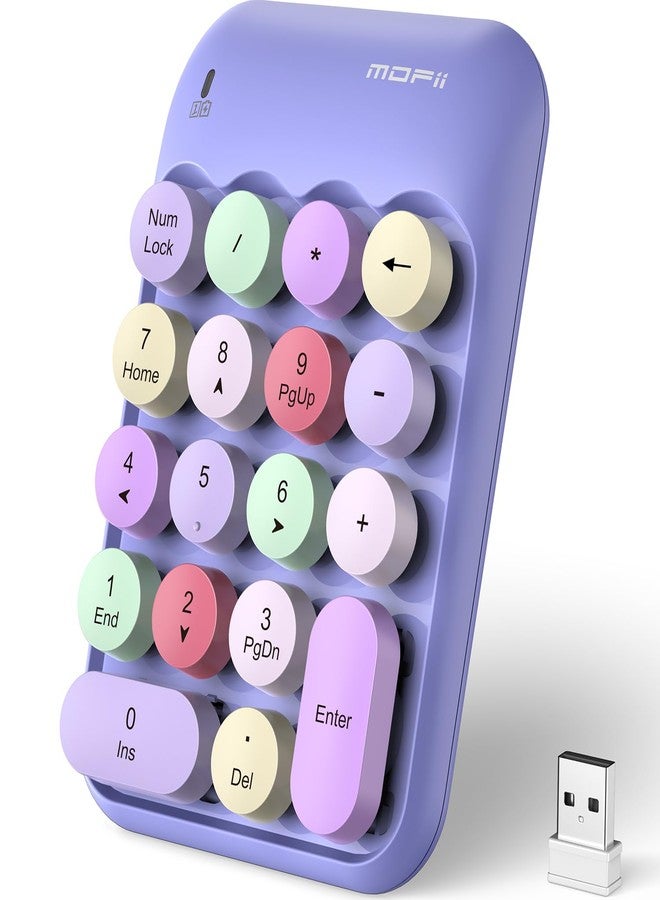 MOFII Cute Colorful Wireless Number Pad -18 Keys, Portable 2.4 GHz with Stable Wireless Connectivity, 10-Key Financial Accounting Extension for Laptop, PC, Desktop, Surface Pro & Notebook- Purple - Image 1