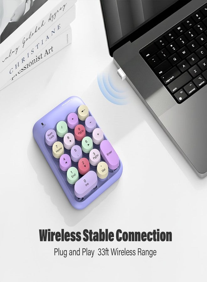MOFII Cute Colorful Wireless Number Pad -18 Keys, Portable 2.4 GHz with Stable Wireless Connectivity, 10-Key Financial Accounting Extension for Laptop, PC, Desktop, Surface Pro & Notebook- Purple - Image 2