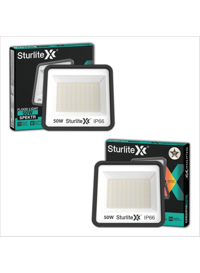Sturlite Spektr 50 W LED Flood Light| Cool White 6500K Color Temperature LED Lamp| IP66 Waterproof Surge Protection Focus Light for Factory, Garage, Parking, Garden, Playground & Shop - (Pack of 2) - Image 1