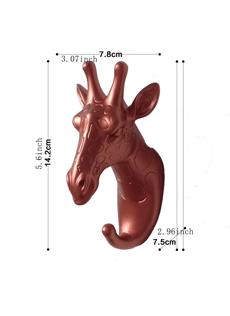 Generic Cross-border wholesale European creative hook punch-free strong paste wall decoration wall hanging deer head clothes hook Giraffe (Rose Gold) 