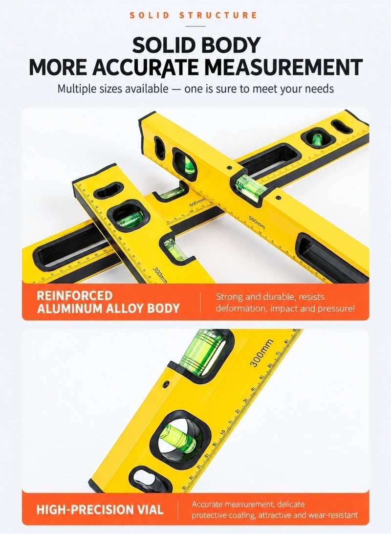 LOOPITYS 60cm Magnetic Spirit Level, High-Precision Bubble Level with Thick Rubber End Caps, Clear Digital Scale, Durable Measuring and Marking Tool for Decoration Work - Image 4