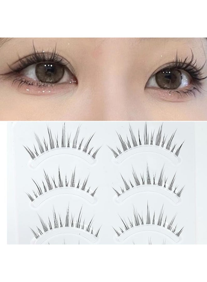 LASGOOS Fake Eyelashes Natural Look False Eye Lashes Daily Strip Cross Clear Band 612mm Cross Lashes Invisible Thin band Cute Lash for Wedding Daily Work Eye Makeup 5 Pairs - Image 1