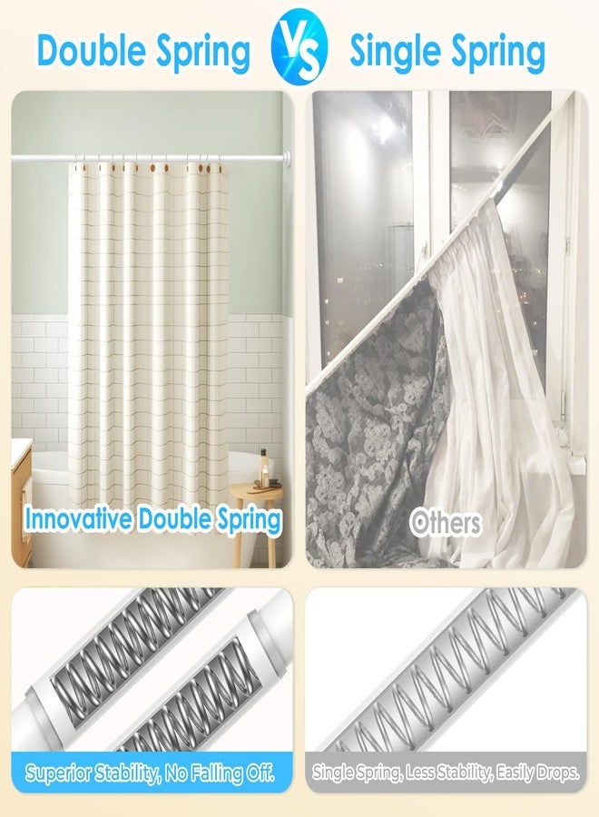 AIZESI Shower Curtain Rod, Adjustable 42-74 Inch Spring Tension Shower Rod, 1" Diameter Tension Curtain Rod No Drilling, Anti-Slip, Premium Stainless Steel Anti-Rust, White - Image 4
