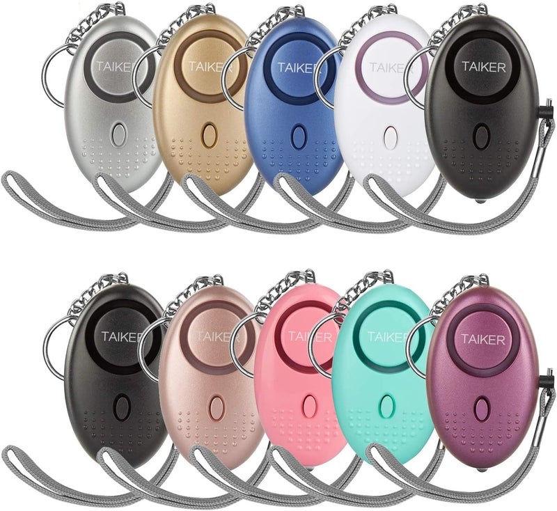 Taiker Personal Alarm for Women, 10 Packs 140DB Emergency Self-Defense Security Alarm Keychain with LED Light for Women Kids and Elders (Colorful) - Image 1