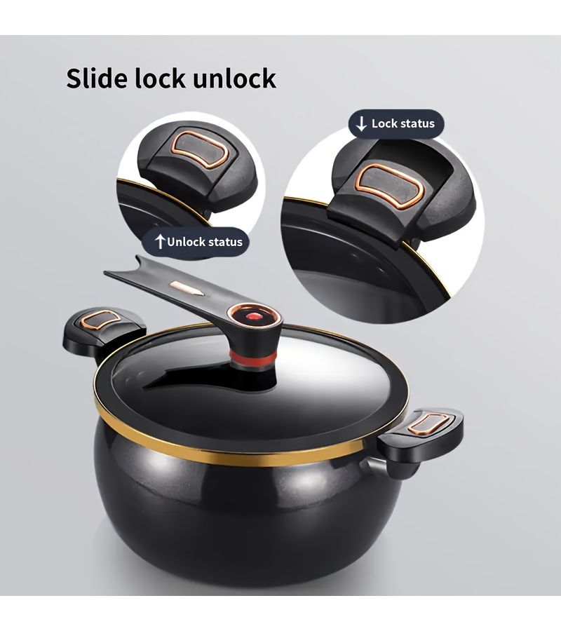 Multifunctional Large Capacity Dumpling Soup Pot Drum Shaped Cooking Pot Nonstick Enamel Cookware For Stewing Induction Cooktop Gas Stove Black - Image 4