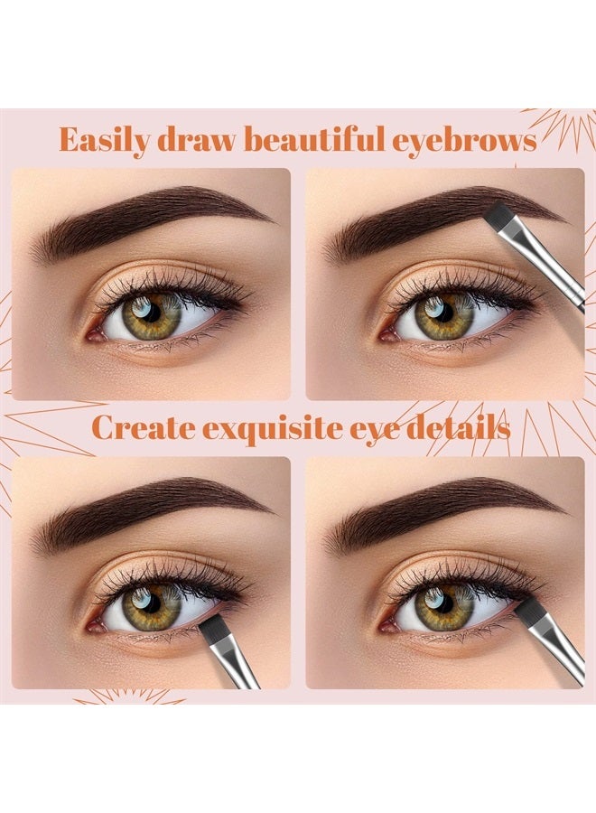 Nuogo 12 Pieces Flat Eyeliner Eyebrow Concealer Brush Flat Definer Eyebrow Brush Firm Stiff Thin Synthetic Bristle Concealer Brush Eyeliner Brush Applicator with Gel Powder Cream Cake Makeup for Eyebr - Image 1