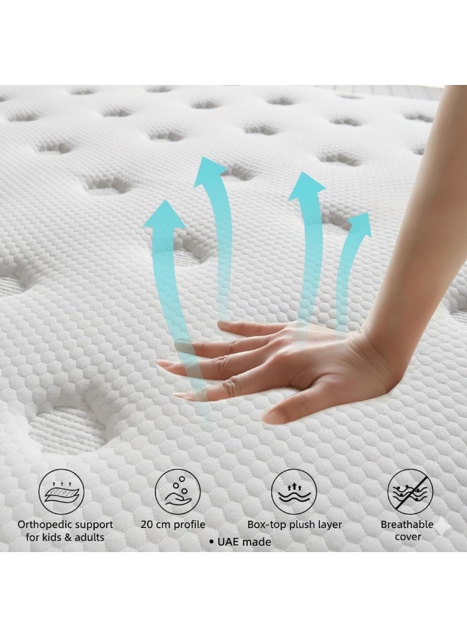 Harmony Home مرتبة طبية هارموني هوم بوكس توب 180×190 سم | متوسطة الصلابة | سمك 20 سم | قماش تنفس بارد | مضادة للحساسية | مصنوعة في الإمارات - Image 2