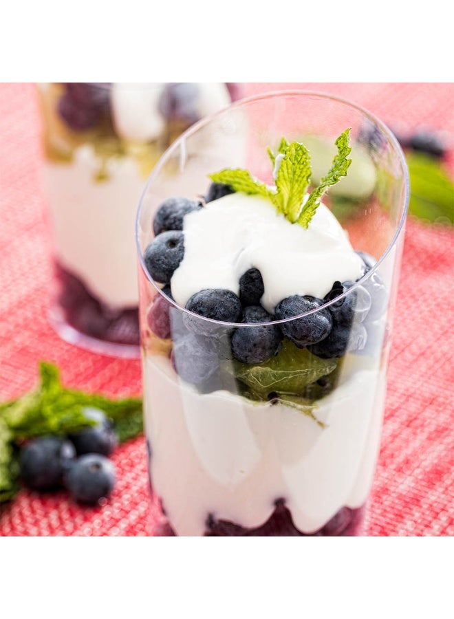 Restaurantware 5 Ounce Mini Dessert Cups, 100 Disposable Parfait Cups - Round, Slanted, Clear Plastic Shooter Cups, Serve Appetizers, Snacks, or Samples, For Weddings, Catered Events, or Parties - Image 3