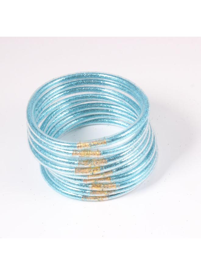 Pvc Silicone Tube Gold Powder Bracelet Jelly Bangles Bracelet 9 Pieces In A Group 