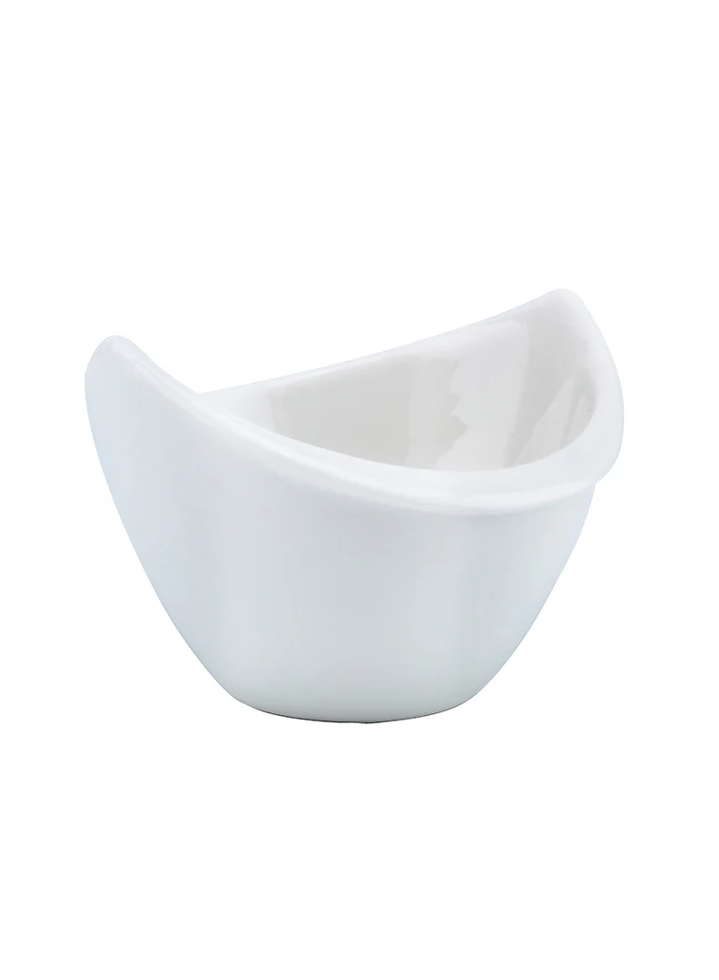 شالو Shallow Porcelain Ceramic Serving Bowl - 8x3.5cm, White