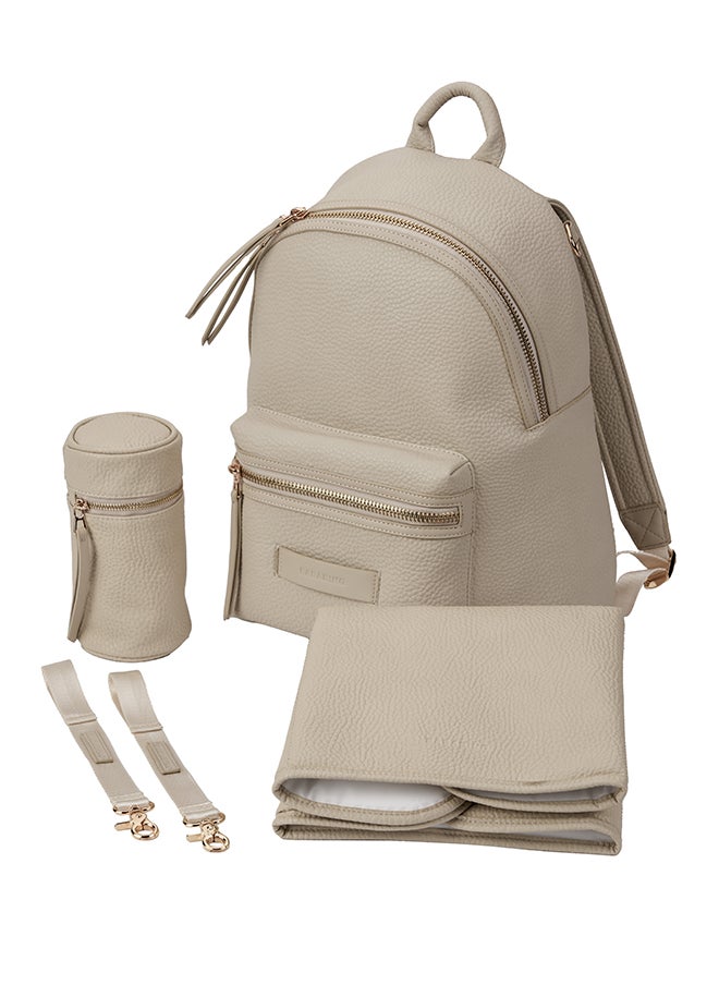 bababing Tumble Leather Changing Bag - Sand Rose Gold  - Image 1