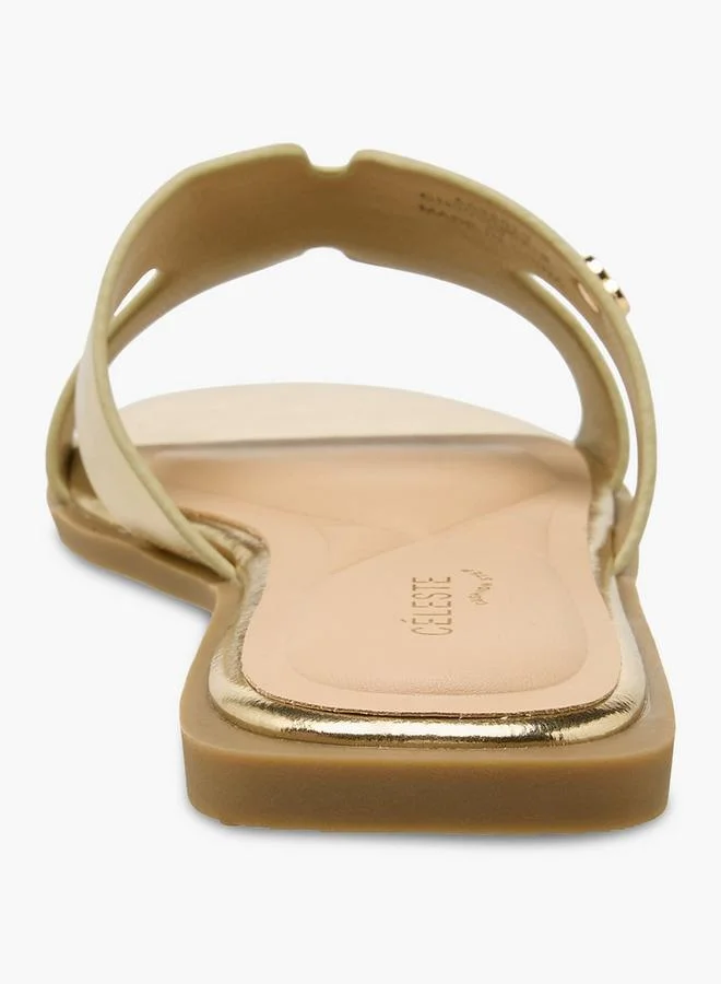 Celeste GOLD Women Slip-On Flat Sandals for Women | Best Price UAE