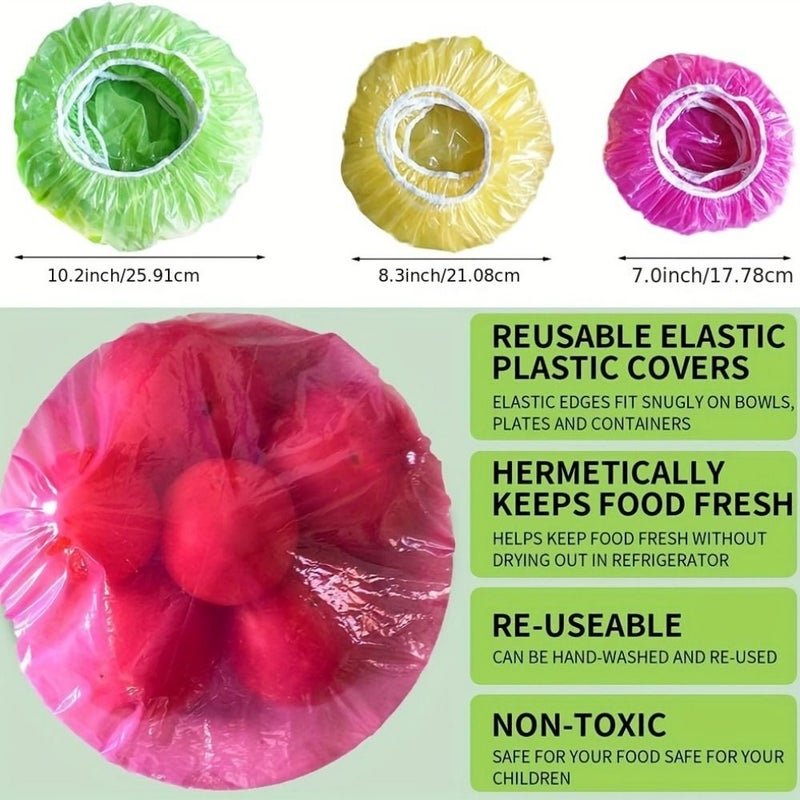 3pcs Colorful Plastic Food Covers Reusable Stretch Lids for Bowls and Leftovers - Image 1