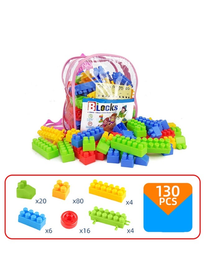 DURKU 130PCS Plastic Building stacking Blocks toys set Round Corner colorful puzzle Interlocking Connection for kids - Image 3
