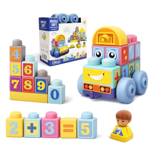 ROHSCE Baby Blocks 6 to 12 Months Kids Building Blocks Colorful Soft Blocks for Toddlers Large Creative Stacking Blocks STEM Soft Blocks for Baby 34 PCS Toddler Stacking Toy Gifts - Image 1