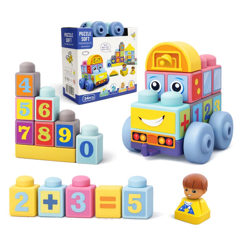 ROHSCE Baby Blocks 6 to 12 Months Kids Building Blocks Colorful Soft Blocks for Toddlers Large Creative Stacking Blocks STEM Soft Blocks for Baby 34 PCS Toddler Stacking Toy Gifts - Image 3