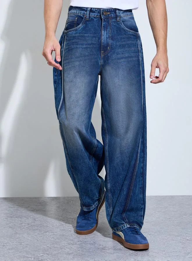 ستايلي Men Blue Panelled Baggy Fit Jeans