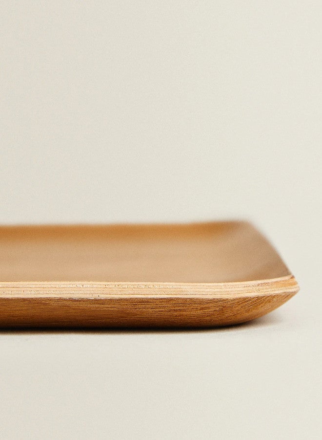 تراست صينية تقديم مستطيلة الشكل من الخشب الطبيعي، بني فاتح 36×28 سم - Image 4
