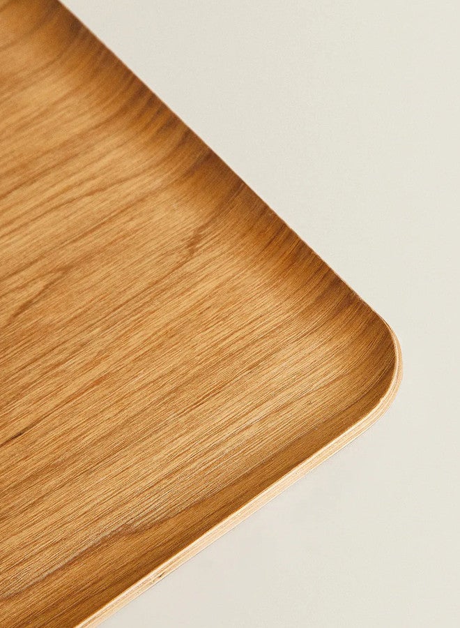 تراست صينية تقديم مستطيلة الشكل من الخشب الطبيعي، بني فاتح 36×28 سم - Image 3