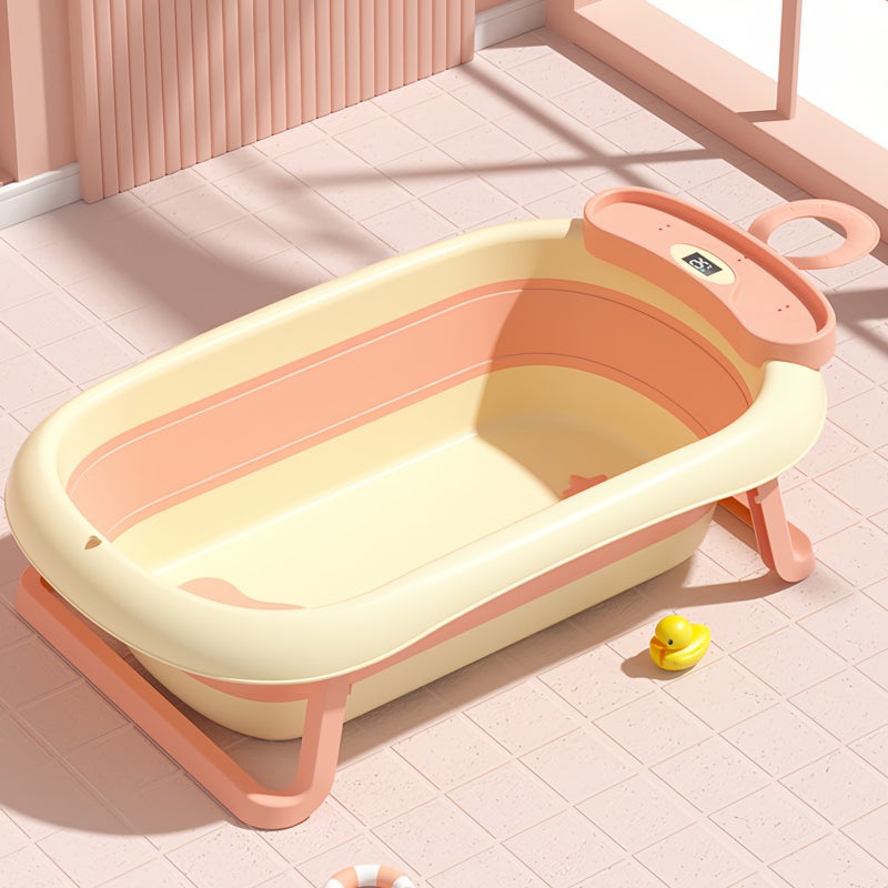 Sharpdo Folding Baby Bathtub with Temperature Sensor and Bath Mat - Image 1
