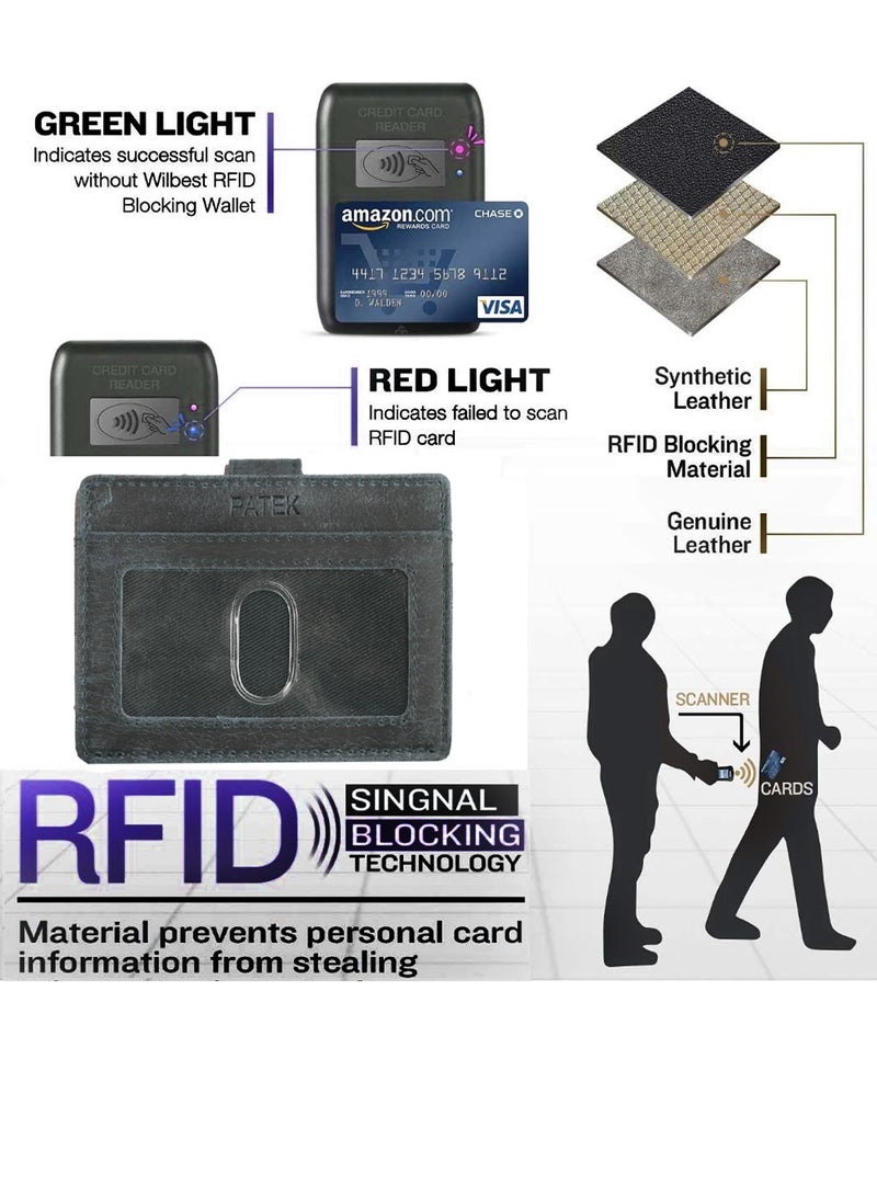 Patek Minimalist Genuine Leather Wallet Card Holder Purse with RFID Protection - Image 4