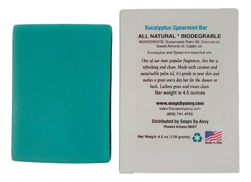 Handmade Eucalyptus Spearmint Natural Organic Handmade Soap for Face and Body with Coconut Oil and Essential Oils Large Single Bar - Image 2